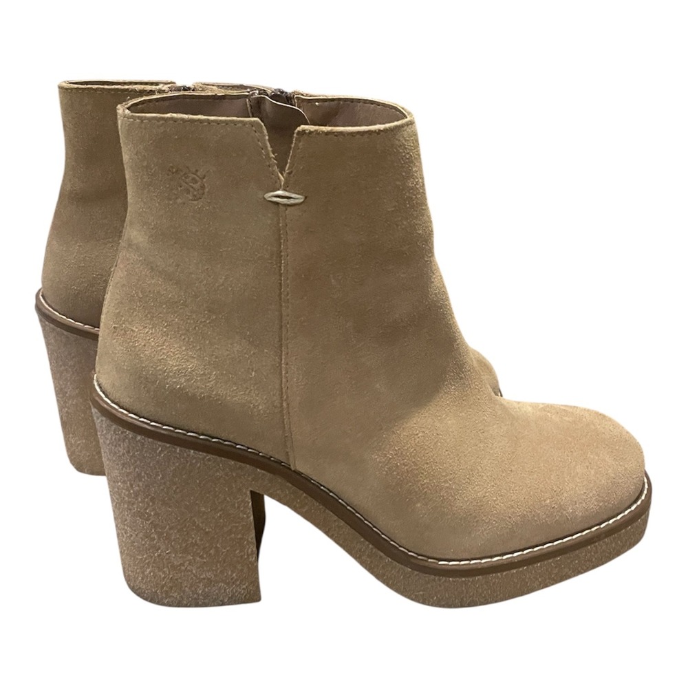 Yokono Tan Suede Platform Ankle Boots‎ Made in Spain Chunky Block Heel Size 39